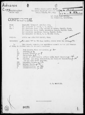 COMTRANSDIV 4 - Report of Operations for the Invasion of Guam Island, Marianas During the Period 5/10/44 to 7/26/44