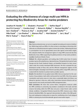 Evaluating the effectiveness of a large multi-use MPA in protecting Key Biodiversity Areas for marine predators.