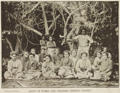 Group of women and children, Friendly Islands