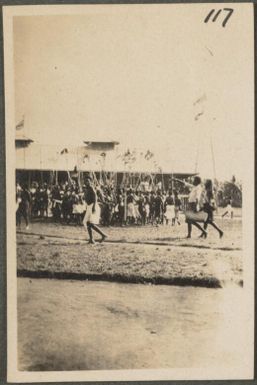 Tolai men dancing, New Britain Island, New Guinea, probably 1916