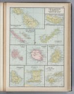 Islands of Importance not delineated at large in the other Maps of the Atlas. Maltese Islands. New Caledonia and Loyalty Islands. Tahiti. Barbadoes. Madeira. Bermuda. Bourbon. Mauritius. Trinidad. Viti or Fiji Islands.
