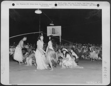 U.S. Soldiers Enjoy A Native Dance At Bora Bora Island, Society Group. 1943. (U.S. Air Force Number 75092AC)