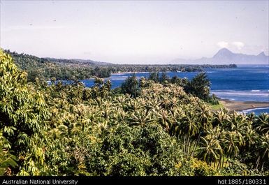 Tahiti - view of Arue Beach and Moorea from Taharaa Heights