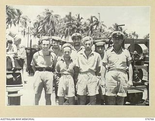 MADANG, NEW GUINEA. 1944-10-29. TORPEDOMEN OF THE RAN FRIGATE BARCOO