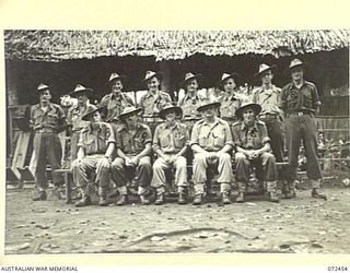 BUNA, NEW GUINEA. 1944-04-18. PERSONNEL OF ADJUTANT & QUARTERMASTER GENERAL BRANCH, HEADQUARTERS BUNA BASE SUB-AREA. IDENTIFIED PERSONNEL ARE:- NX148995 PRIVATE T.W.J. WILLIAMSON (1); VX34475 ..