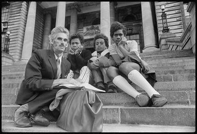 Fijian boys and teacher at Parliament