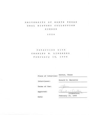 Oral History Interview with Charles W. Lindberg, February 19, 1998