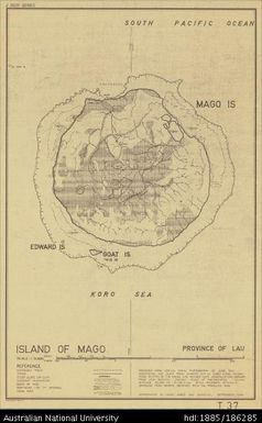 Fiji, Province of Lau, Island of Mago, Topographic, Sheet T37, 1958, 1:31 680