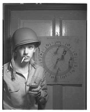 [Negative of Soldier Smoking by Dart Board, #1]