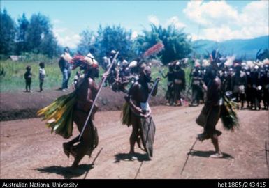 Men with spears dancing