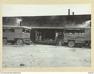 LAE, NEW GUINEA. 1945-08-14. THE MOBILE COOKERS AT THE KITCHEN, 2/7 GENERAL HOSPITAL