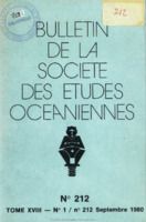 Bulletin de la Société des Études Océaniennes numéro 212
