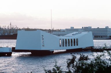 A view of the USS ARIZONA Memorial as seen from Ford Island