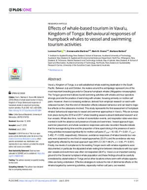 Effects of whale-based tourism in Vava’u, Kingdom of Tonga: Behavioural responses of humpback whales to vessel and swimming tourism activities