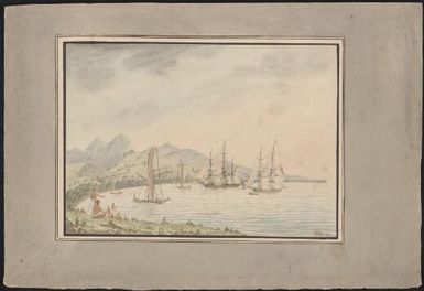 View in Matavai Bay, Otahytey [i.e. Tahiti] from near the Providence port, 1792 / G. Tobin