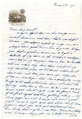 [Letter from Jesse L. Bealer to Dot and Walter Zimmerman, December 27, 1937]