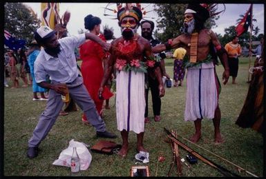 Papua New Guinean Highlands men preparing for a performance