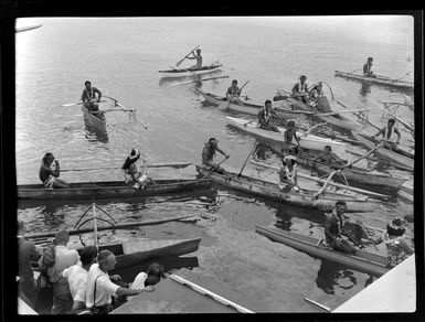 Welcoming reception for TEAL (Tasman Empire Airways Limited) passengers, Papeete, Tahiti