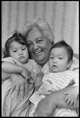 Christine Gideon with her great-granddaughter Rose-Marie and grandson Jordan - Photograph taken by Ray Pigney