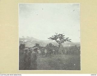 Dumpu, New Guinea. 1944-01. The 58/59th Australian Infantry Battalion on parade