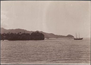 Abandoned Queensland labour schooner on reef at the entrance to Atta Cove, Malaita, Solomon Islands, 1906 / J.W. Beattie