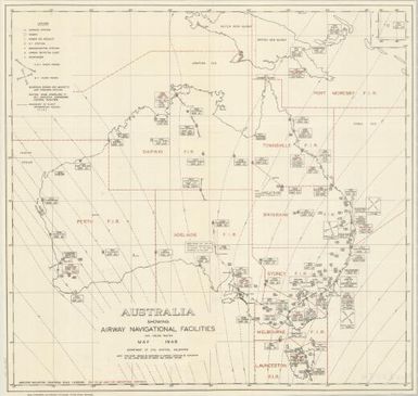 Australia showing airway navigational facilities, civil airline routes May 1948 / photo-lithographed, by authority: P.C. Grosser, Department of Department of Civil Aviation