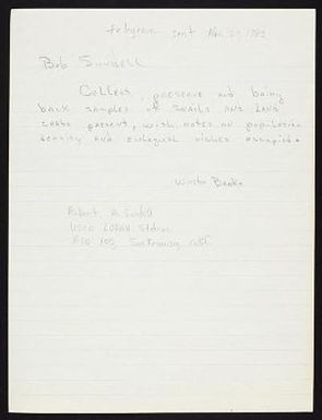 Field correspondence November 1963