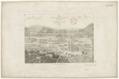 ["Plan de la ville d'Agagna, capitale de l'île Guam / par Mr A. Bérard, embarqué sur la Corvette de S. M. l'Uranie"]