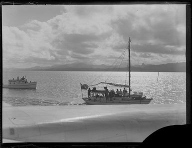 Scene on the water from the seaplane Aotearoa in Suva for the Fiji survey flight