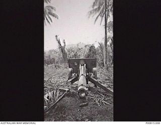 BUKAUA, NEW GUINEA. 1943. AN ABANDONED JAPANESE MODEL 92 105MM FIELD GUN. (DONOR A. BARING)
