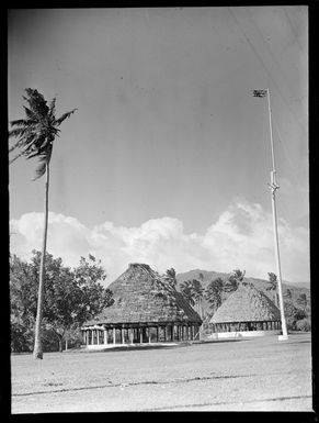 Samoan parliament buildings and grounds with the English flag flying, Apia, Western Samoa