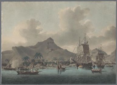 View of Huaheine, one of the Society Islands in the South Seas / drawn on the spot by Jas. Clevely, painted by Jno. Clevely, London, F. Jukes aquat