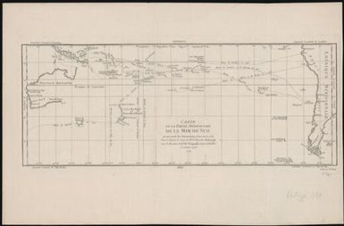 Carte de la partie meridionale de la mer du Sud qui represente les decouvertes faites avant 1764 / gravee d'apres la carte de Mr. le Chevalier Dalrymple sous la direction de Mr. De Vaugondy, Geog? ord? du Roi et Censeur royal, 1774