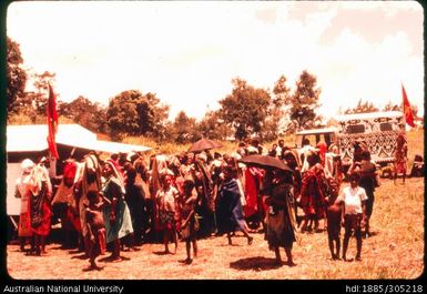 People gathered near vehicle