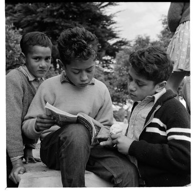 Kuia and children at Hui Topu, the first all Aotearoa Anglican Maori hui, Turangawaewae Marae, Ngaruawahia