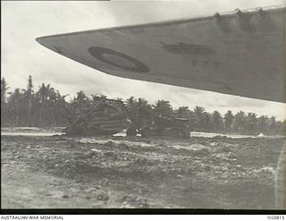 LOS NEGROS ISLAND, ADMIRALTY ISLANDS. 1944-03-18. HEAVY EARTHMOVING EQUIPMENT WAS LANDED AT MOMOTE AS SOON AS THE POSITION WAS TAKEN SO THAT THE AIRSTRIP WOULD BE PREPARED WITH THE UTMOST SPEED. ..