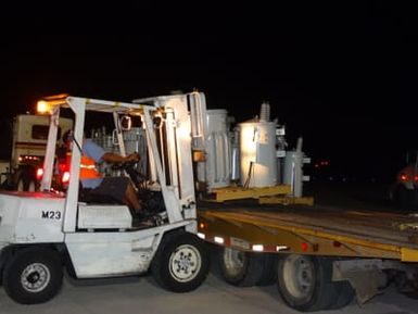 Transformers being readied for delivery to the Commonwealth Utilities Corporation (CUC) who will take delivery of the most critical piece of the restoration puzzle.