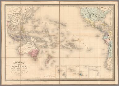 Carte générale de l'Océanie. Publiée E. Andriveau-Goujon, 21, Rue du Bac, Paris, 1860. Impie. de Louis Antoine; gravé par Ch. Smith et Gérin; les eaux par Mme. Fontaine.