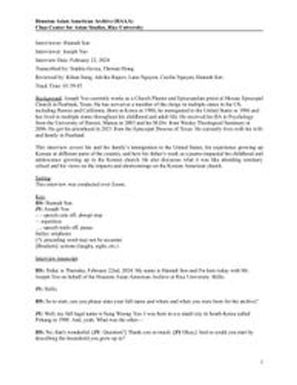 Joseph (Sung Woong) Yoo oral history interview transcript