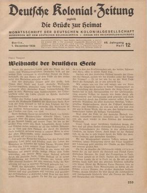 Deutsche Kolonial-Zeitung, 46. Jg. 1. Dezember 1934, Heft 12.