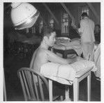 Pvt. Kenichi Kawakami receives physio-therapy treatments at the Moore General Hospital, Swannanoa, North Carolina. Pvt. Kawakami was serving with the