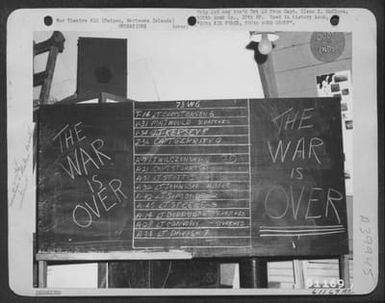 Last Wing Mission Of The 500Th Bomb Group. Unlike The Wild Celebration In The States And On Some Other Pacific Islands, Peace Came Quietly To The Men Of The 500Th Bomb Group. Saipan, Marianas Islands, 16 August 1945. (U.S. Air Force Number 61169AC)