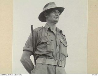 MARKHAM VALLEY, NEW GUINEA. 1944-08-28. SX1591 WARRANT OFFICER I, J.H. SCARCI, REGIMENTAL SERGEANT MAJOR, 4TH FIELD REGIMENT