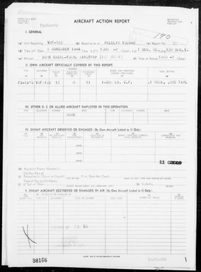 VMF-122 - ACA Reps Nos 22-23 & 25-26- Bombing & Strafing Targets on Yap Is, Carolines & in the Palau Is 11/9-12/44