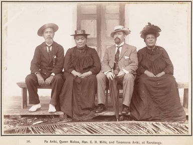 Pa Ariki, Queen Makea, Hon. C. H. Mills, and Tiroana Ariki at Rarotonga, 1903