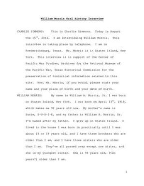 Oral History Interview with William Morris, August 15, 2011