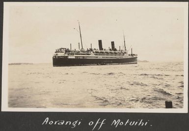 The Aorangi in quarantine off Motuihe Island, February 1930