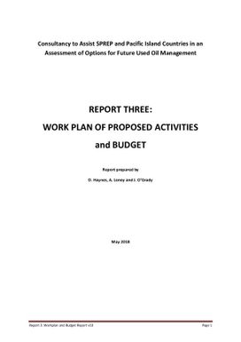 Report three: Work Plan of proposed activities and budget.