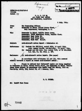 USS LST-84 - AA Act Rep, 6/17/44 off Saipan Island, Marianas