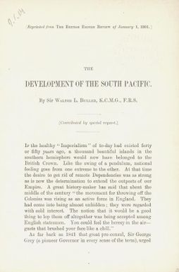 The development of the South Pacific / by Sir Walter L. Buller.